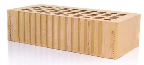 Кирпич лицевой белый Слоновая кость с рельефной поверхностью Руст